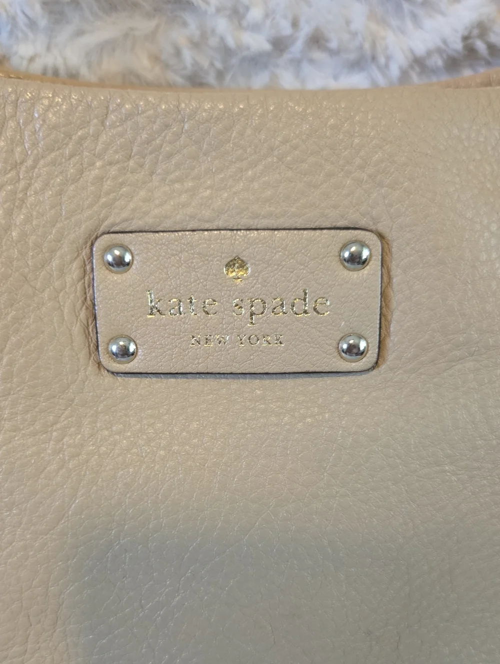 kate spade Pebbled Beige Leather Tote Bag EUC